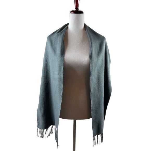 100% Cashmere Fringe English Lightweight Woven Scarf Gray - Picture 3 of 7